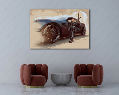 007 spy car cinematic artwork