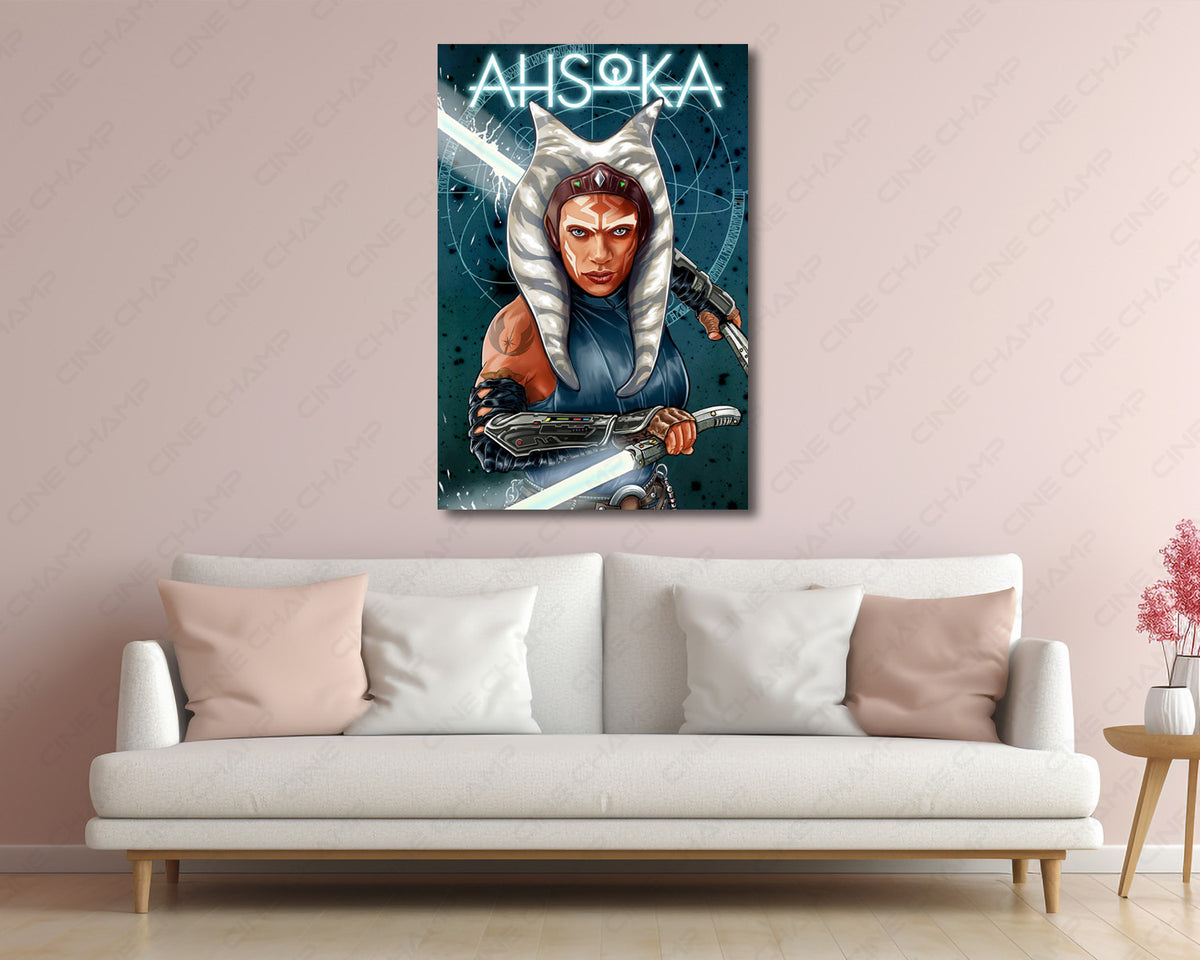 Ahsoka Tano Jedi Warrior Canvas Print for Home Theater Decor