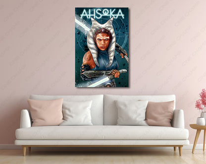 Ahsoka Tano Jedi Warrior Canvas Print for Home Theater Decor