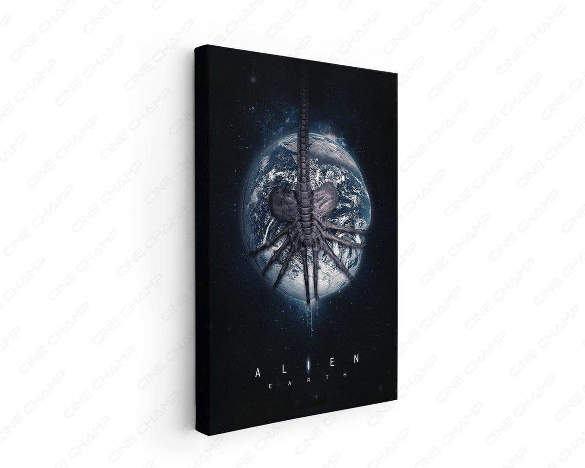 Alien Earth Canvas Wall Art retro futuristic print