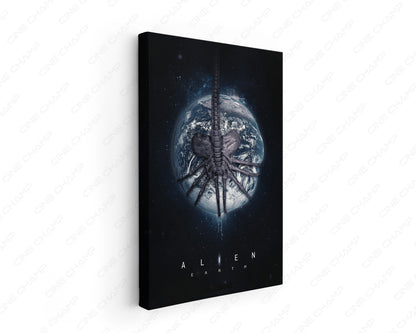 Alien Earth Canvas Wall Art retro futuristic print