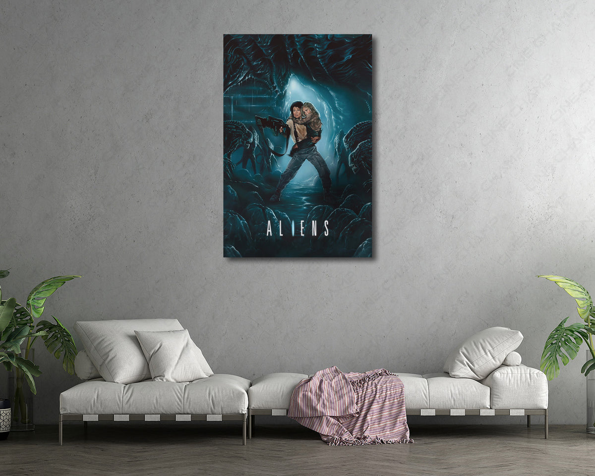 Aliens framed canvas print for a cinematic home theater
