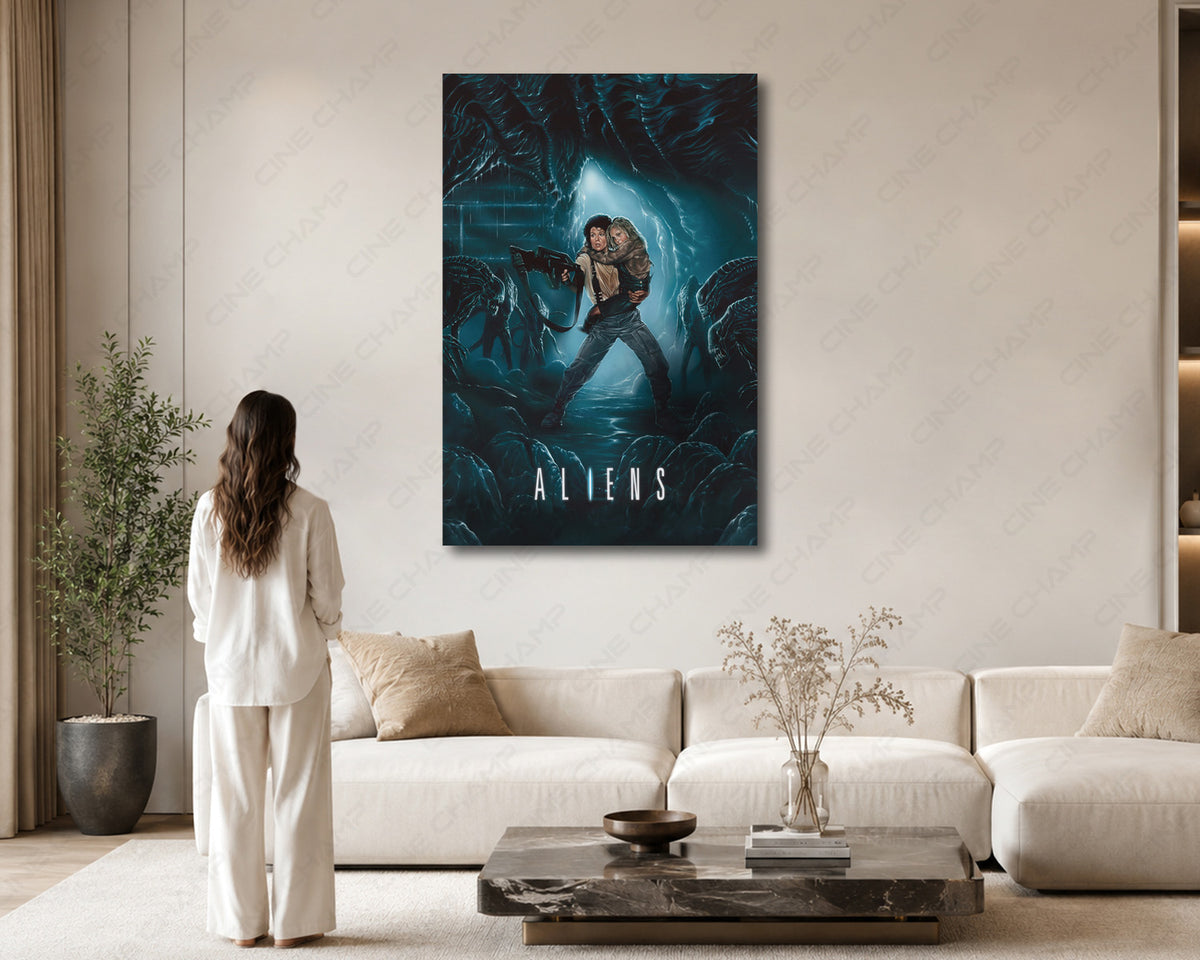 Aliens movie canvas wall decor for an entertainment room
