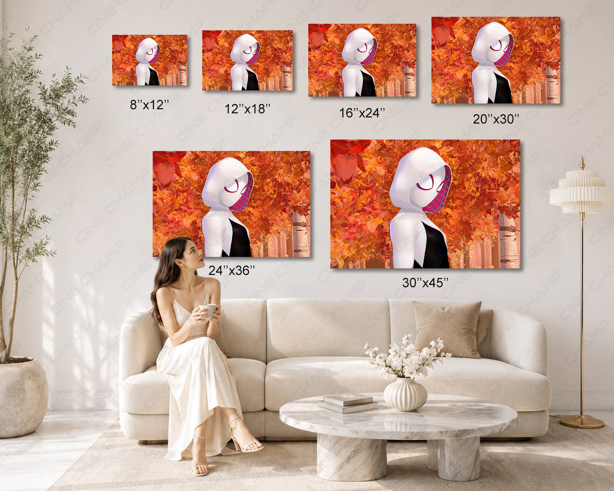 Animated Spider Gwen superhero canvas wall art
