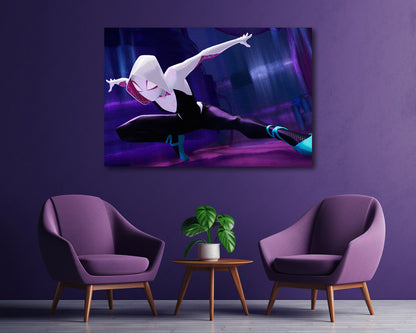 Animated superhero Spider Gwen canvas