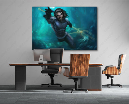 Aquaman Cinematic Ocean Canvas Art