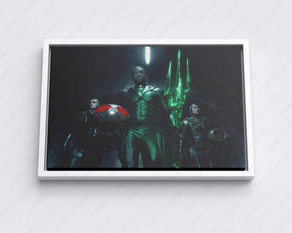 Black Manta Aquaman and the Lost Kingdom Canvas Print with White Floating Frame