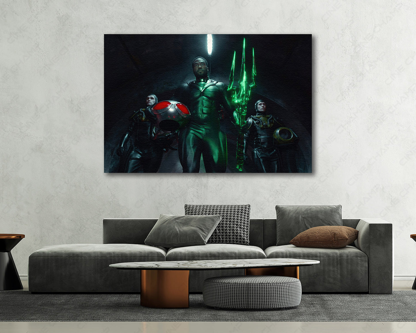 Black Manta Aquaman and the Lost Kingdom Canvas Wall Art in a Luxury Living Room