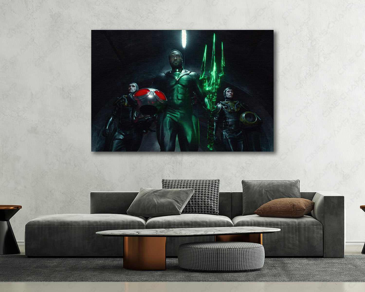 Black Manta Aquaman and the Lost Kingdom Canvas Wall Art in a Luxury Living Room