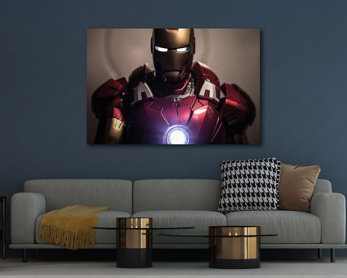 Armored superhero canvas artwork