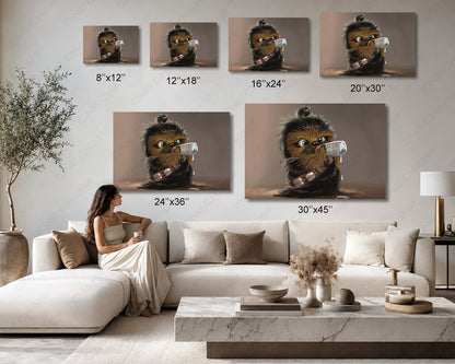 Baby Chewbacca Canvas Print Available in Multiple Sizes for Home, Office, Kids Room, Bedroom, and Movie Room Decor