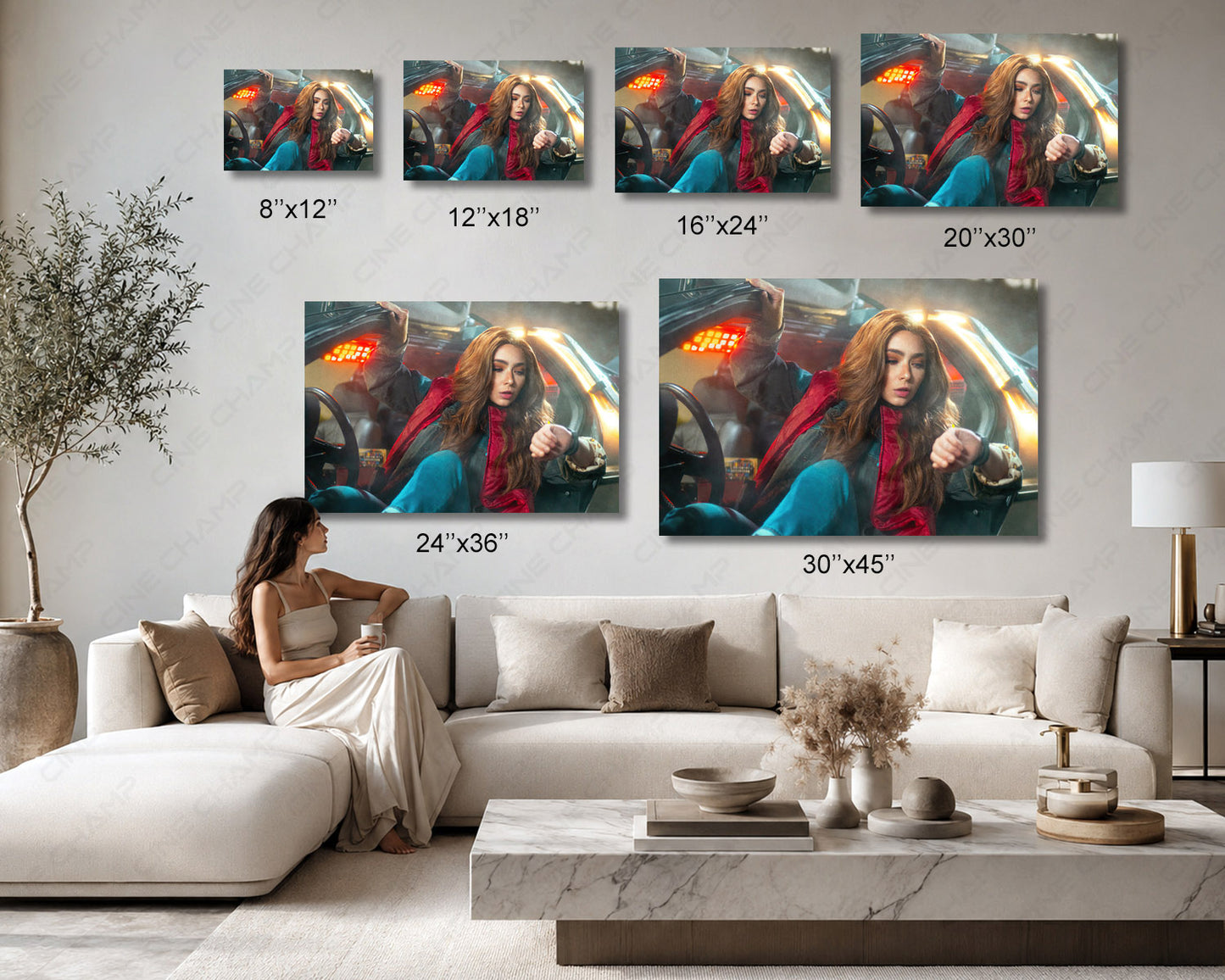 Back to the Future inspired canvas print available in multiple sizes for home theater and living room decor
