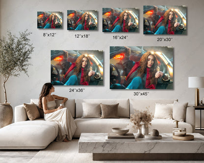 Back to the Future inspired canvas print available in multiple sizes for home theater and living room decor