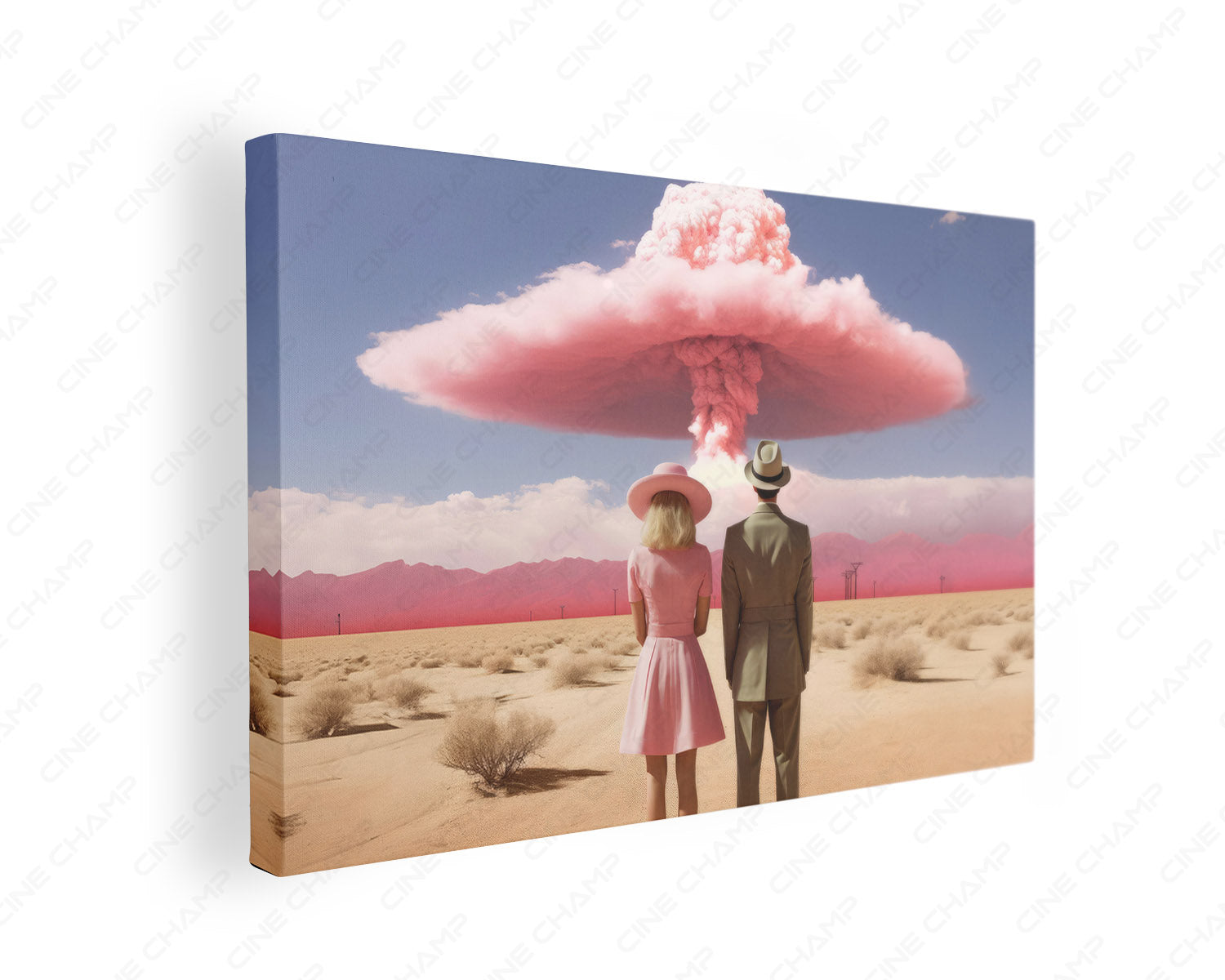 Barbenheimer inspired canvas gallery wrap wall art for modern home, office, and entertainment room decor