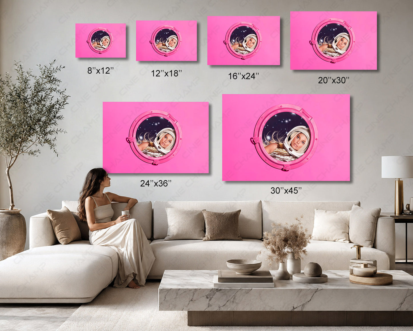 Barbie inspired canvas print available in multiple sizes for home, office, and bedroom decor
