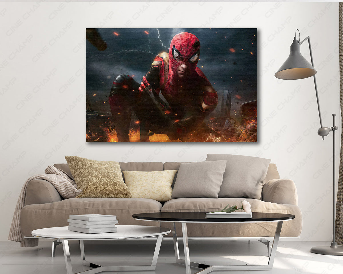 Battle damaged Spider-Man canvas print