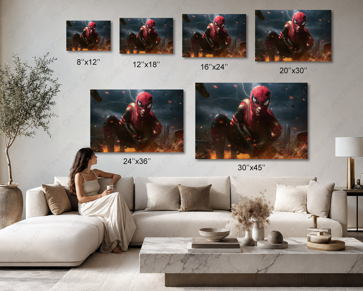 Battle worn Spider-Man cinematic canvas