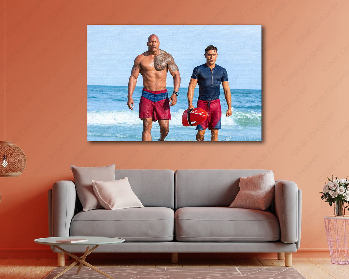 Baywatch Dwayne Johnson Zac Efron canvas print