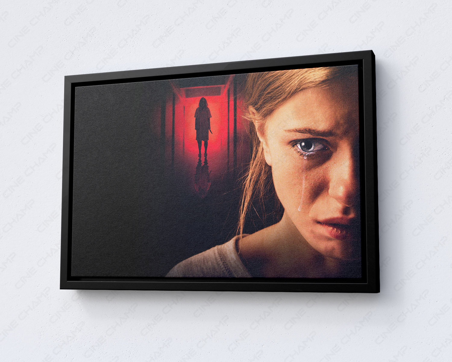 Behind You inspired canvas wall art with black floating frame for contemporary interior decor