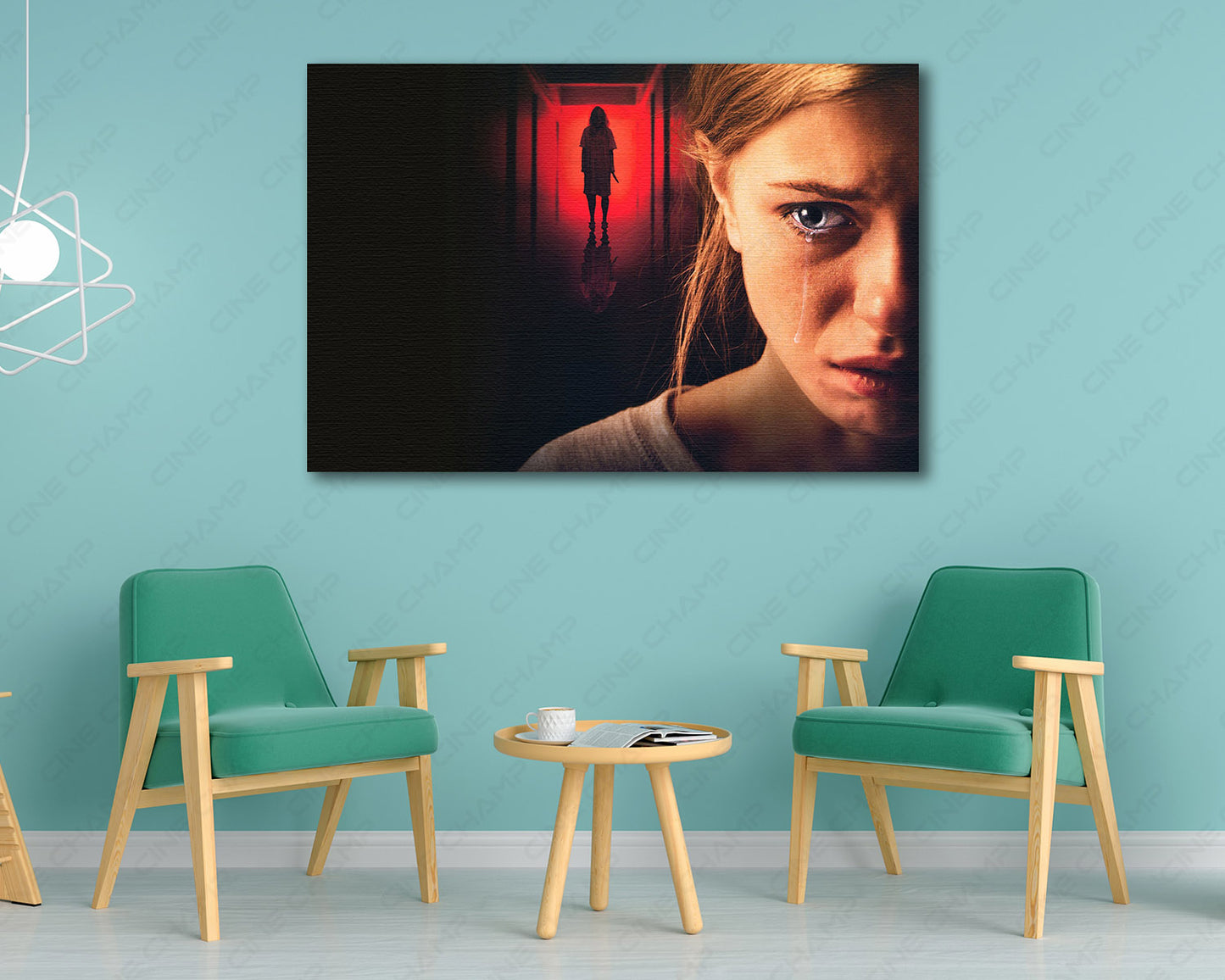Behind You inspired canvas wall art displayed in a modern living room setting