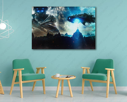 Beyond Skyline Canvas Print Displayed in a Modern Living Room