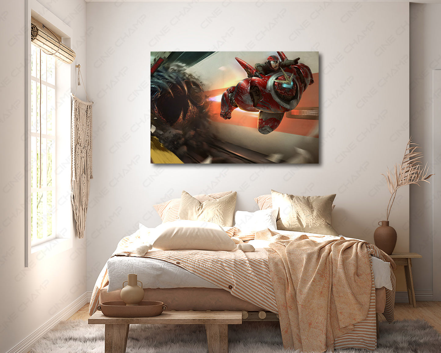 Big Hero 6 Movie Canvas Wall Art Above Bed in a Modern Bedroom