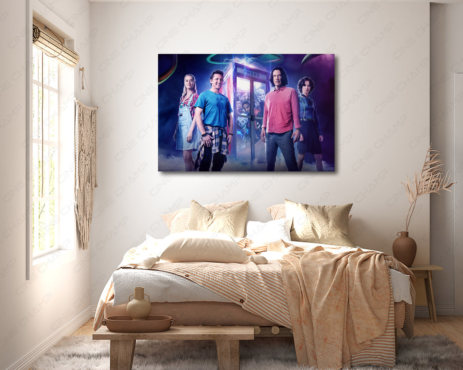 Bill & Ted Face the Music Canvas Print Above Bed in a Modern Bedroom