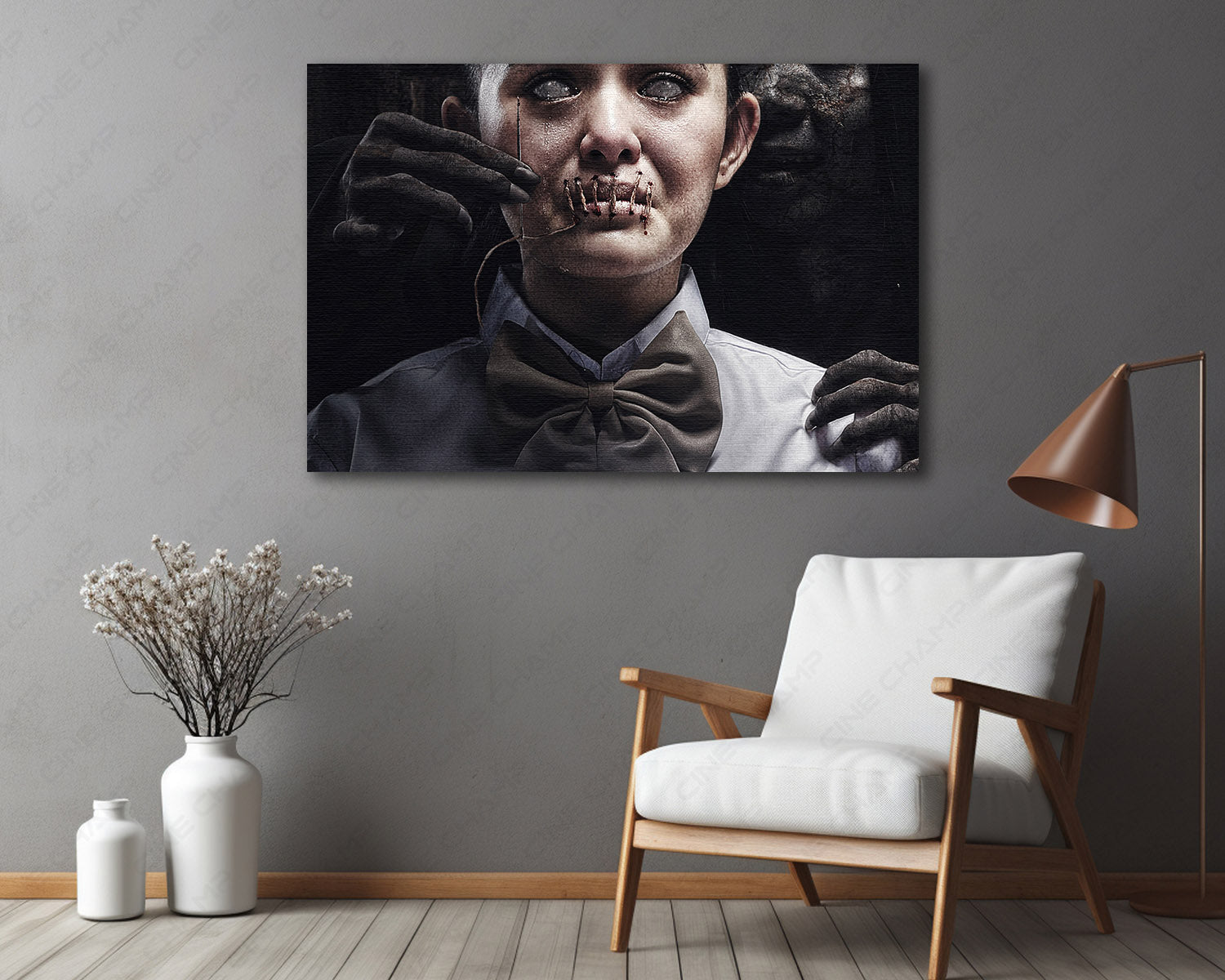 Bisikan Iblis Canvas Print Displayed in a Modern Living Room
