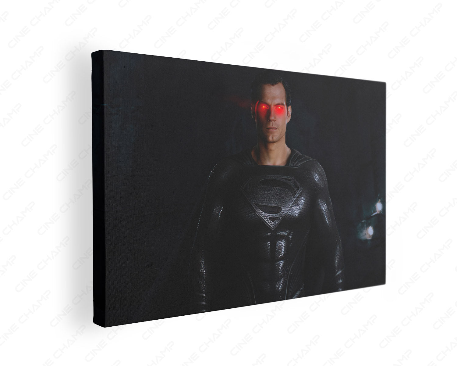Black Suit Superman Red Glowing Eyes Canvas Print Gallery Wrap - Superhero Wall Art