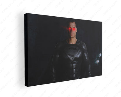 Black Suit Superman Red Glowing Eyes Canvas Print Gallery Wrap - Superhero Wall Art