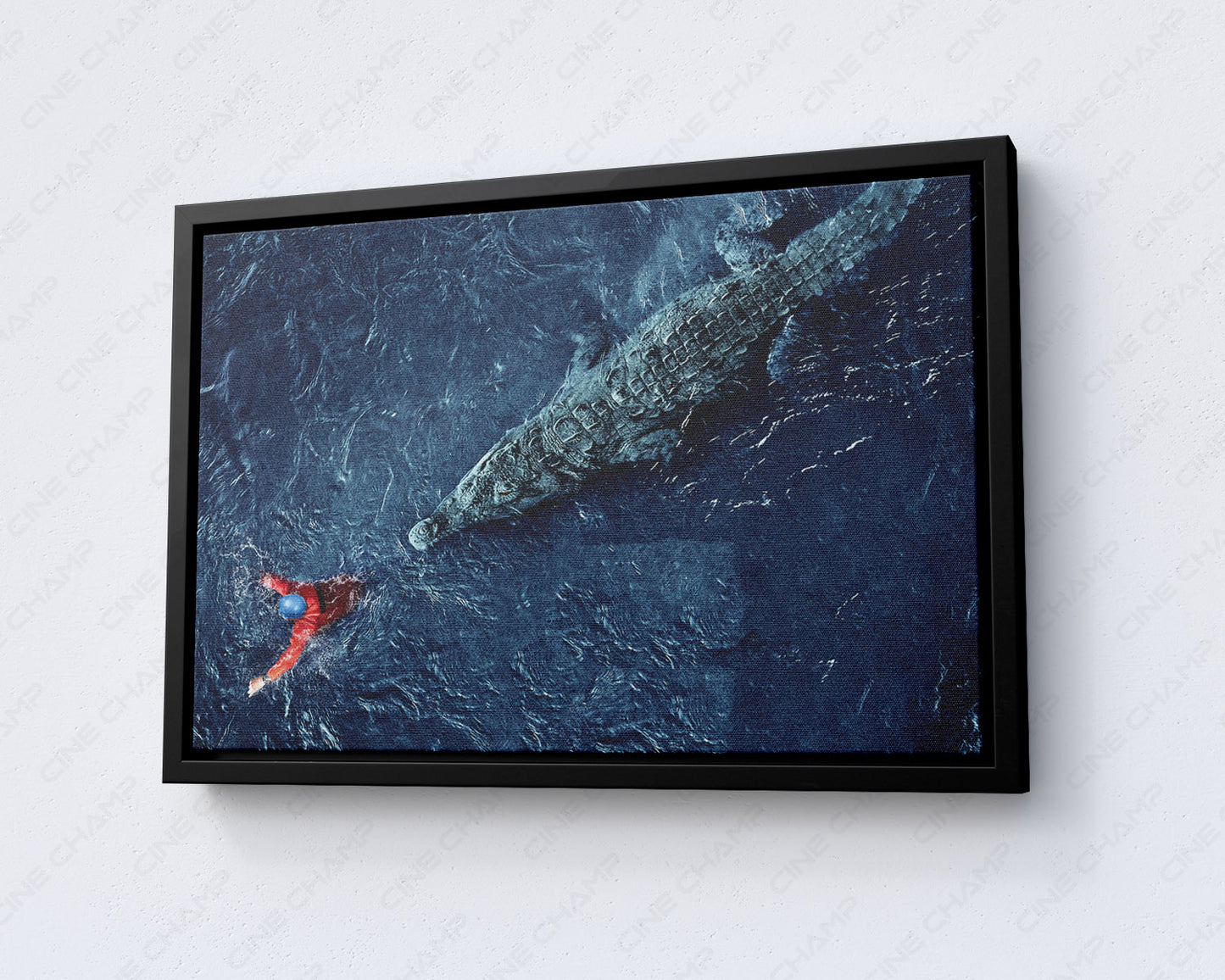 Black Water Abyss Canvas Print with Black Floating Frame