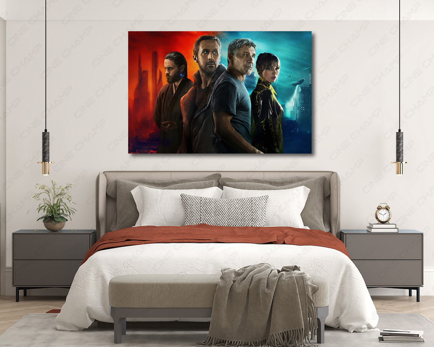 Blade Runner 2049 Canvas Print Above Bed in Modern Bedroom Decor