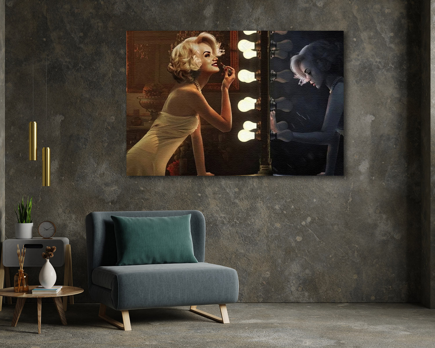 Blonde Romance Canvas Print Above Bed in Modern Living Decor