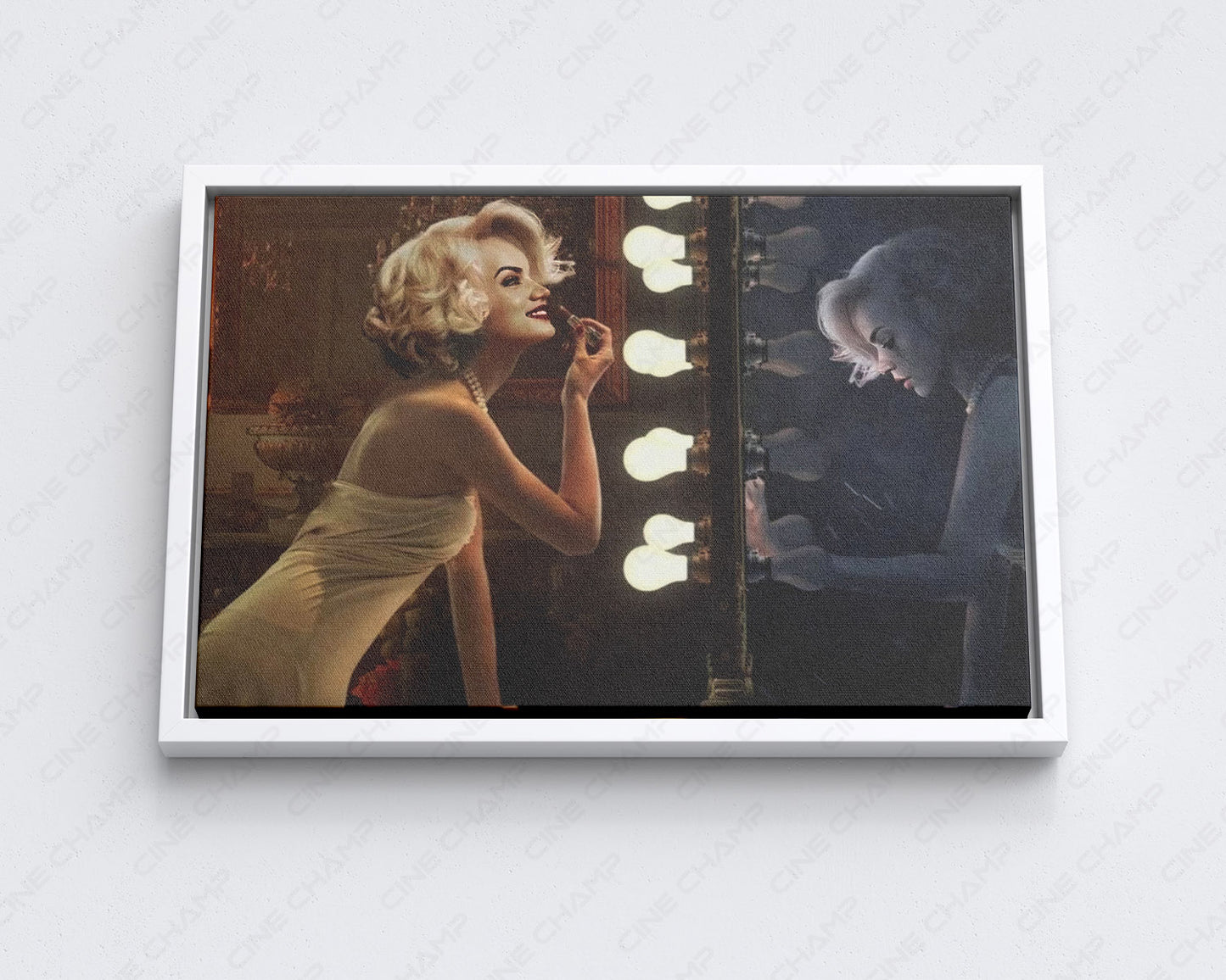 Blonde Romance Canvas Print with White Floating Frame