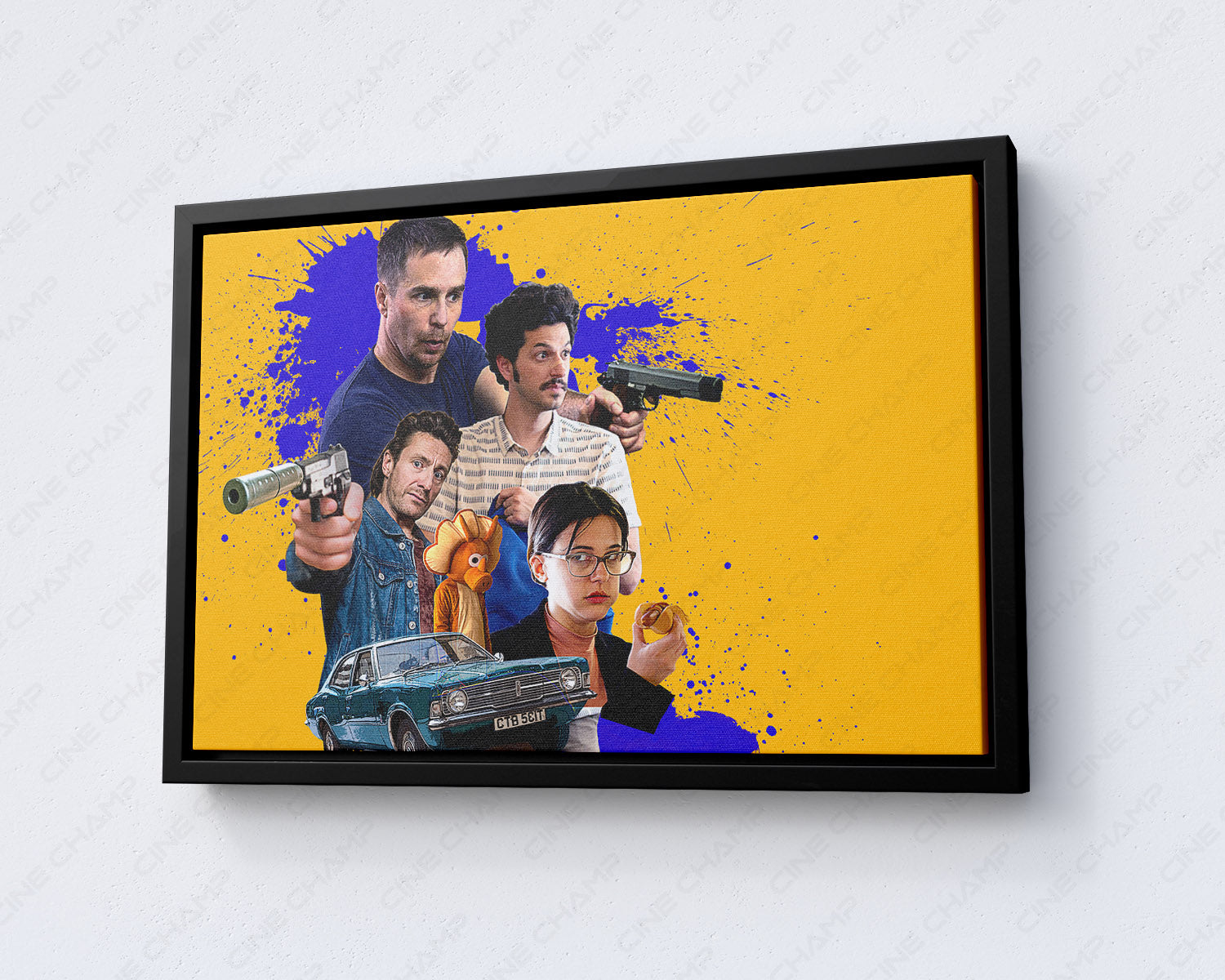 Blue Iguana Canvas Wall Art with Black Floating Frame for Contemporary Wall Decor