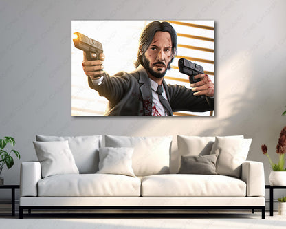 Bold Keanu Reeves fanart movie canvas print