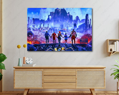 Borderlands Canvas Print Displayed Above Cabinet as Sci-Fi Action Movie Wall Art