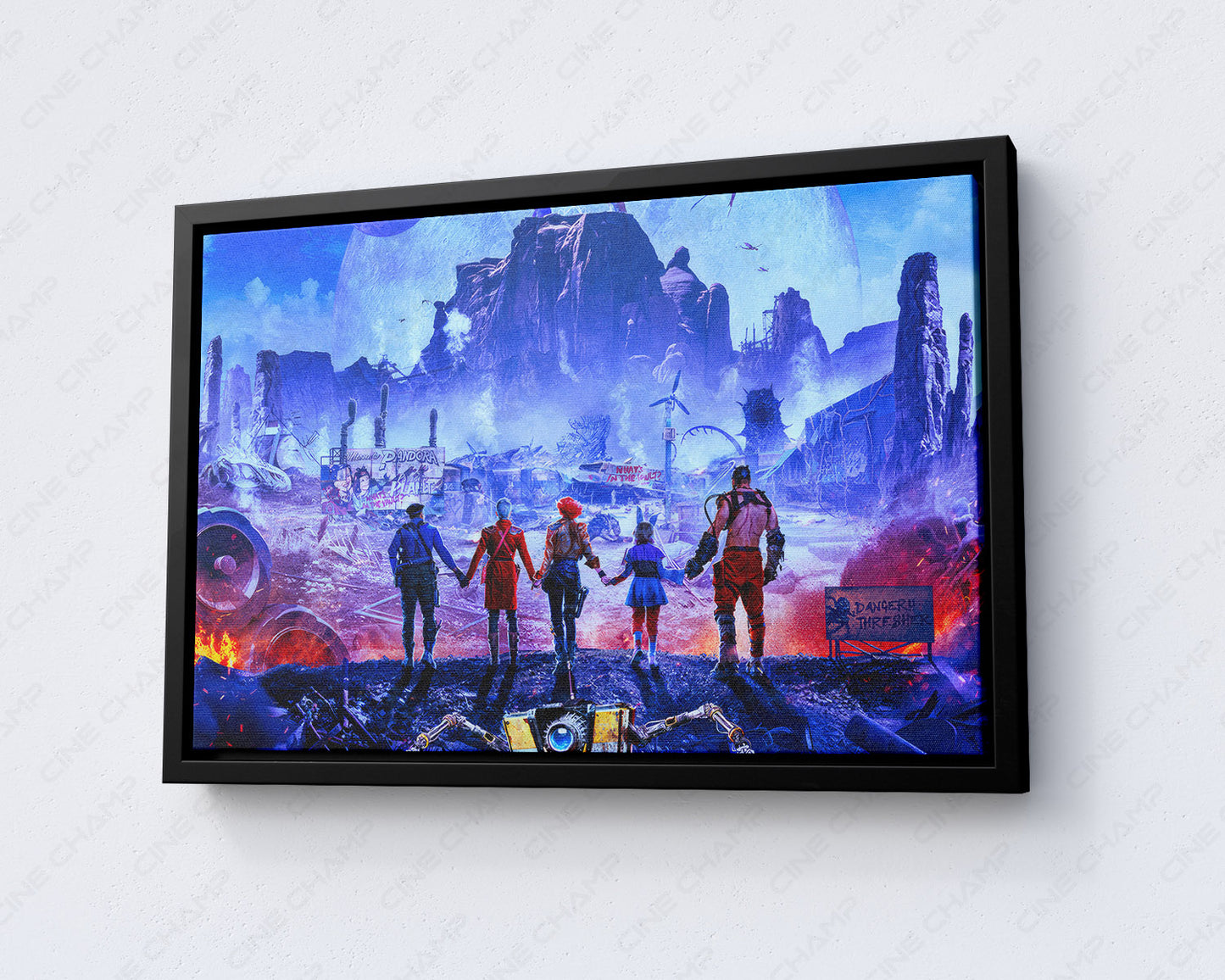 Borderlands Canvas Print with Black Floating Frame Inspired by Sci-Fi Action Movie Poster