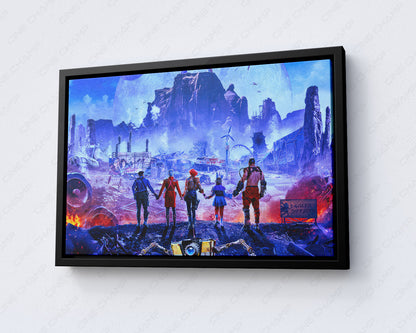 Borderlands Canvas Print with Black Floating Frame Inspired by Sci-Fi Action Movie Poster