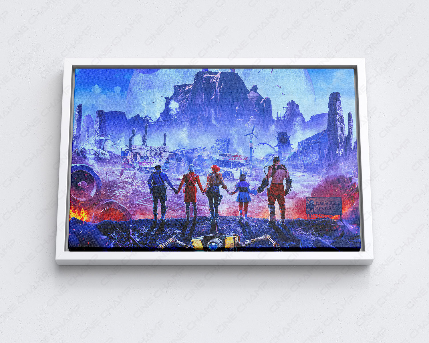 Borderlands Canvas Print with White Floating Frame for Modern Sci-Fi Movie Wall Decor