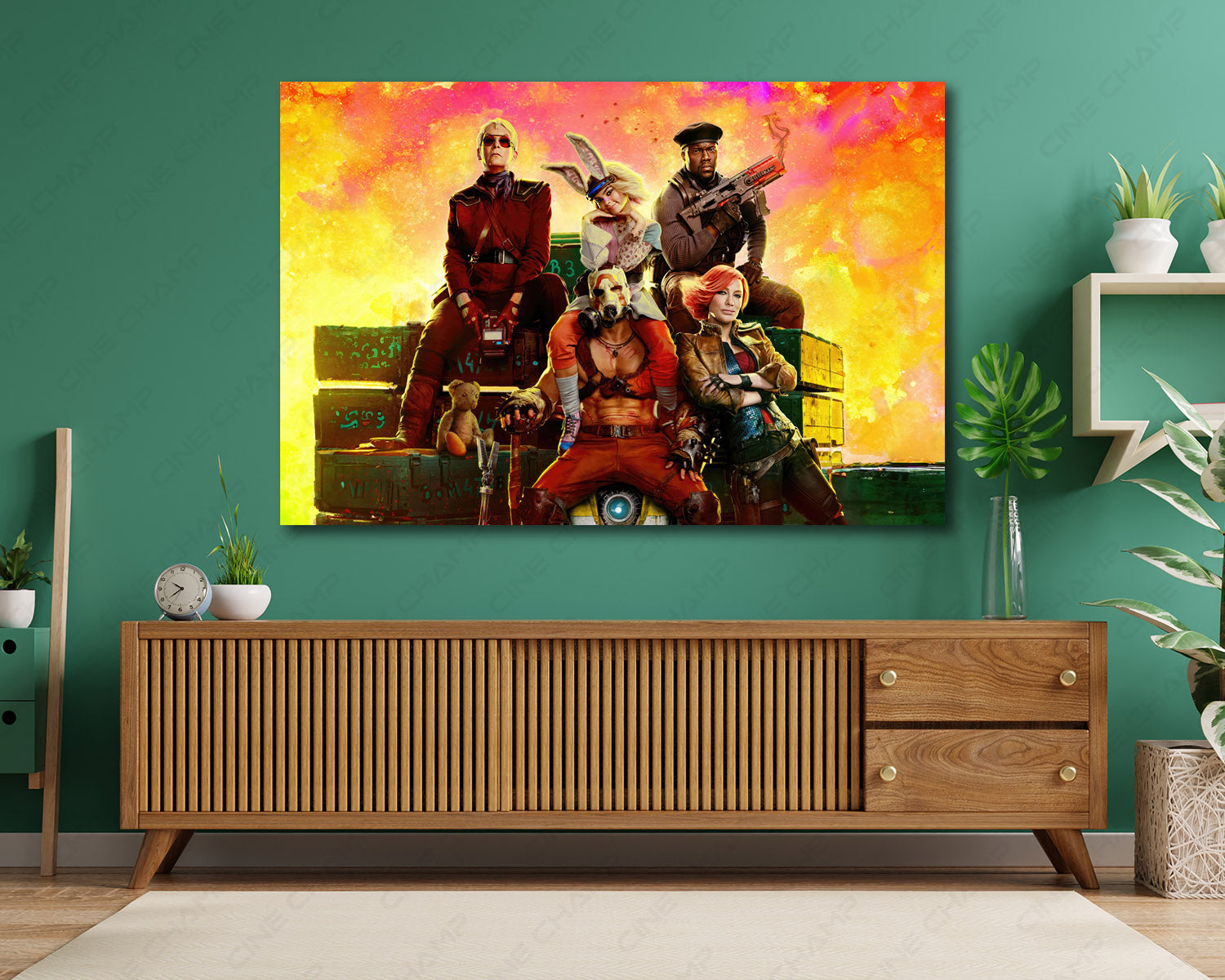 Borderlands Canvas Wall Art Displayed Above Cabinet in a Contemporary Interior