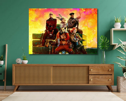 Borderlands Canvas Wall Art Displayed Above Cabinet in a Contemporary Interior