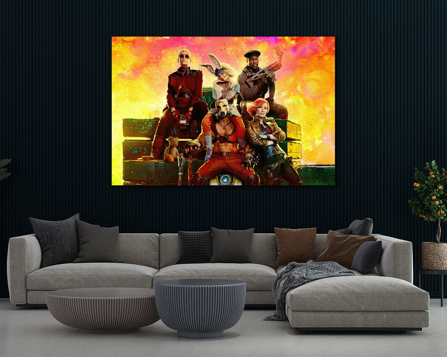 Borderlands Canvas Wall Art Displayed in a Modern Living Room Interior