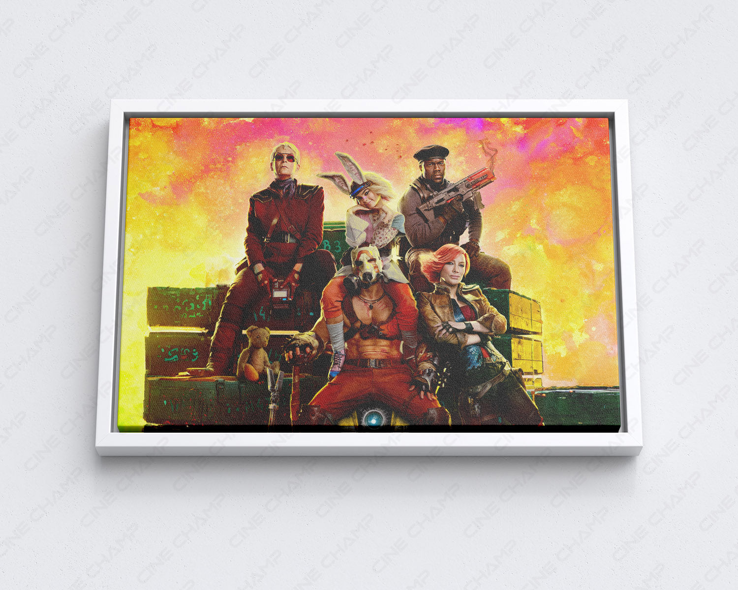 Borderlands Canvas Wall Art with White Floating Frame for Modern Wall Decoration