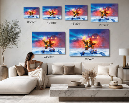 Bowser The Super Mario Bros Canvas Print Available in Multiple Sizes for Gaming Room and Home Wall Decor