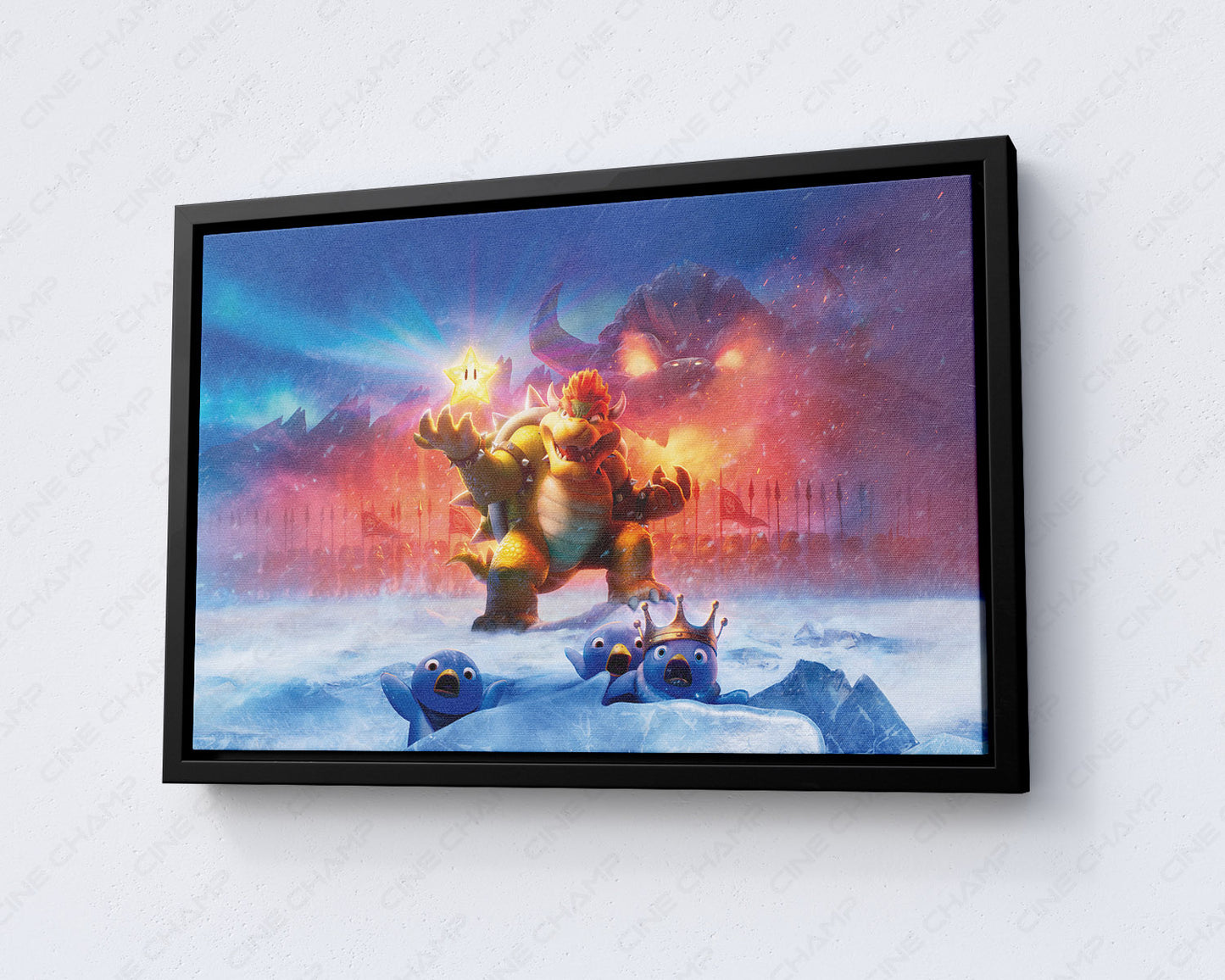 Bowser The Super Mario Bros Canvas Print with Black Floating Frame for Stylish Wall Decor