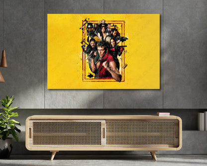 Boy Kills World Canvas Print Displayed Above Cabinet as Action Movie Wall Art