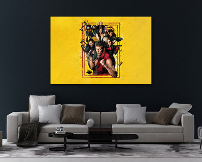Boy Kills World Canvas Print Displayed in a Modern Living Room Interior