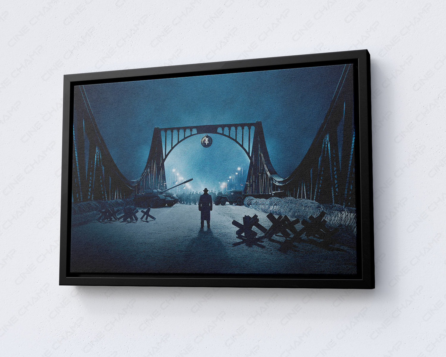 Bridge of Spies Canvas Print with Black Floating Frame for Elegant Wall Decor