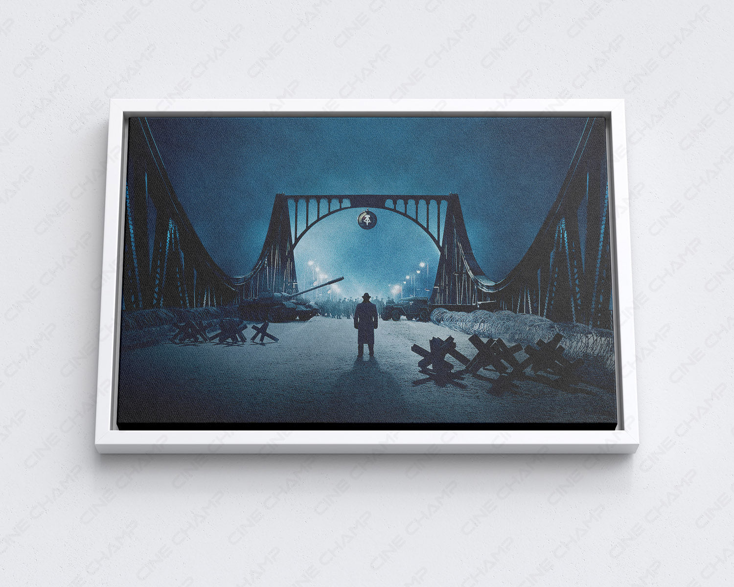 Bridge of Spies Canvas Print with White Floating Frame for Contemporary Home Decoration